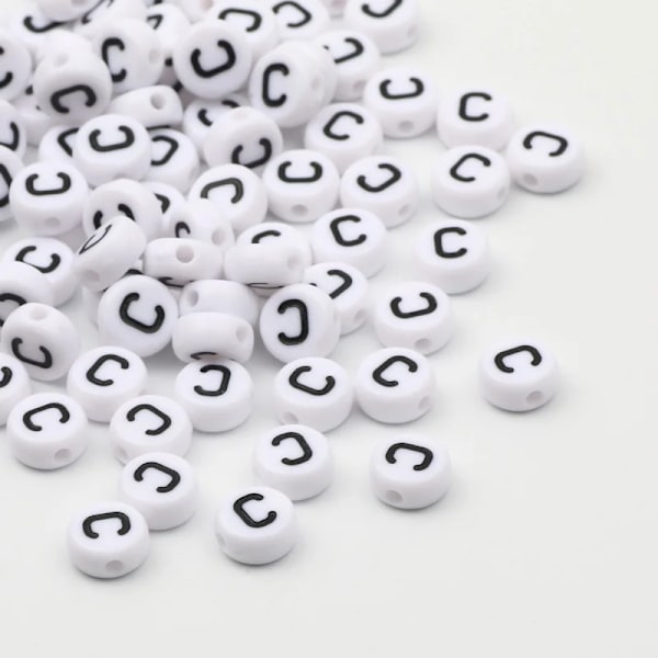 7x4mm Akryl Alfabet Bogstav Perler til DIY Smykkefremstilling 50/100/200 stk.[YD] C