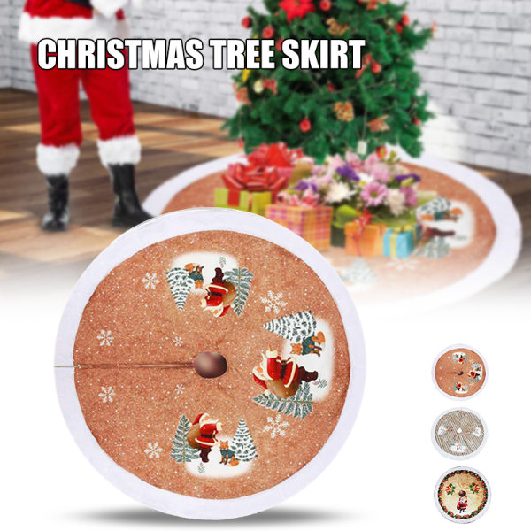 Dragsko i tyg julgranskjol med jultomtens snöflingamønster Julgransbottendekor festtillbehör Typ A