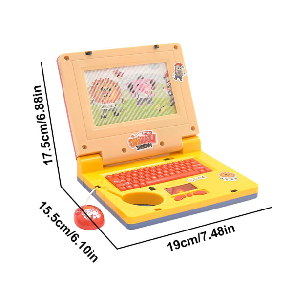 Bärbar dator för barn, pedagogisk inlärningsdator för barn från 3 år och uppåt, ljudeffekter och musik, leksak för flickor