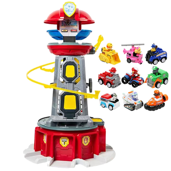 Paw Patrol Tårn Stor Størrelse Pat Patrol Canina Lookout Model Legetøj Sæt Hunde Køretøjer Actionfigur til Dreng Børn Fødselsdagsgave-WELLNGS tower with 9pcs dog