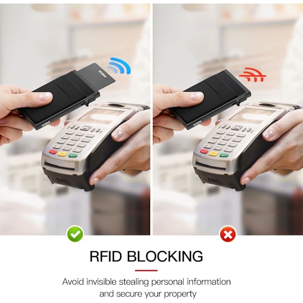 Lille pung til mænd - Pop-up kortholder RFID-blokering Minimalistisk virksomhedskreditkort pung med pengeklemme Etui til pengesedler og mønter Black