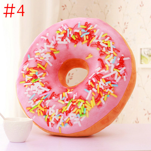 Søte Donuts Pute Sjokolade Donuts Plysj Macaron Matpute Fin Bunnpute Napp Pute Donut Coussin #3