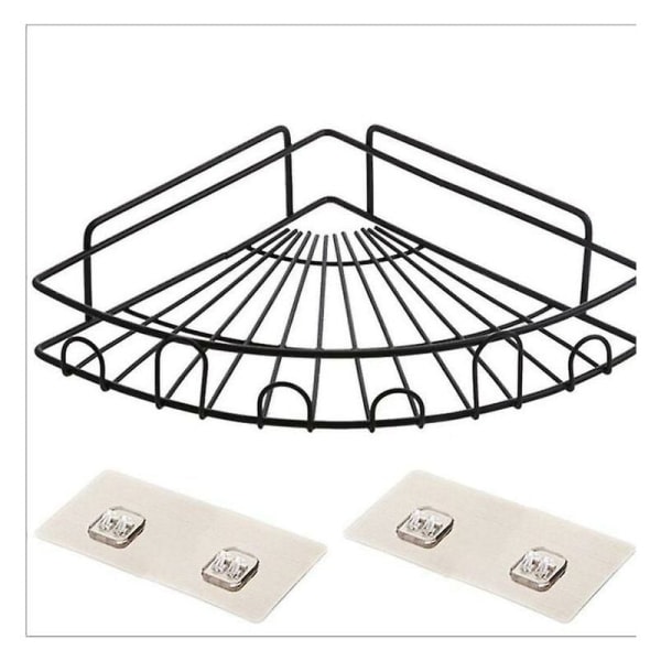 Sunrain självhäftande hörnhylla Badrum Triangel duschkabiner Kompatibel med förvaring av rostfritt stål Ingen borrning - Set med 2 (svart)