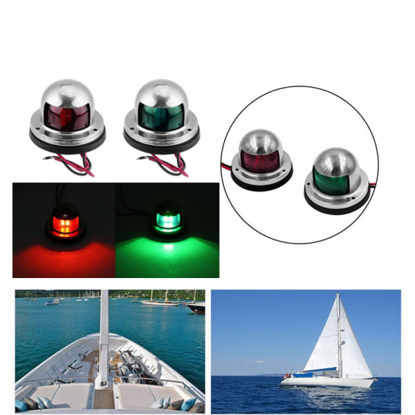 Bov navigationslys til både, 1 par rød og grøn LED navigation