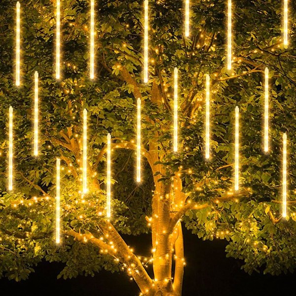 Udendørs vandtætte julemeteorskurlys, stik, snefnugregn istap julelysdekoration, varmt hvidt