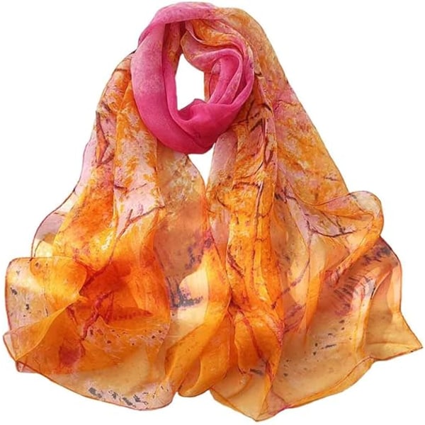 Halsduker for kvinner Lett chiffongscarf Modescarfs Sheer Print Sjal Holiday Scarf