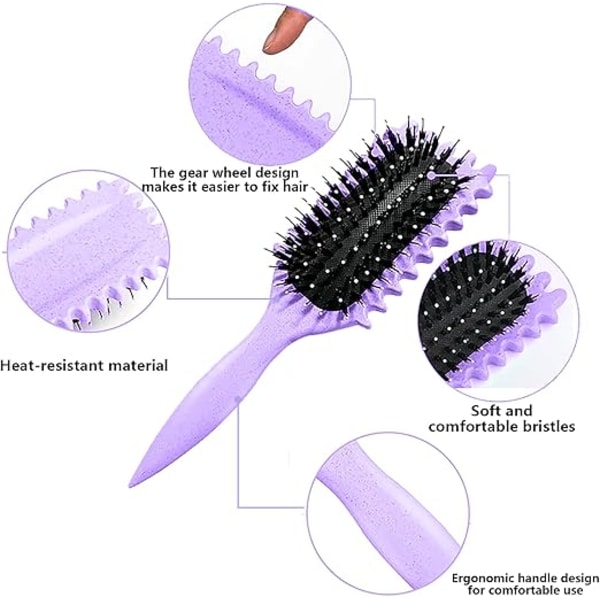 Spikad hårborste definierar och formar lockar, reda ut och formar lockar, minskar dragning och separation av lockar (lila) purple