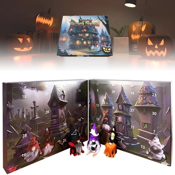 Halloween-nedtelling 2024, 31-dagers adventskalender med overraskelsesfigurer, Halloween-plysjfigurer