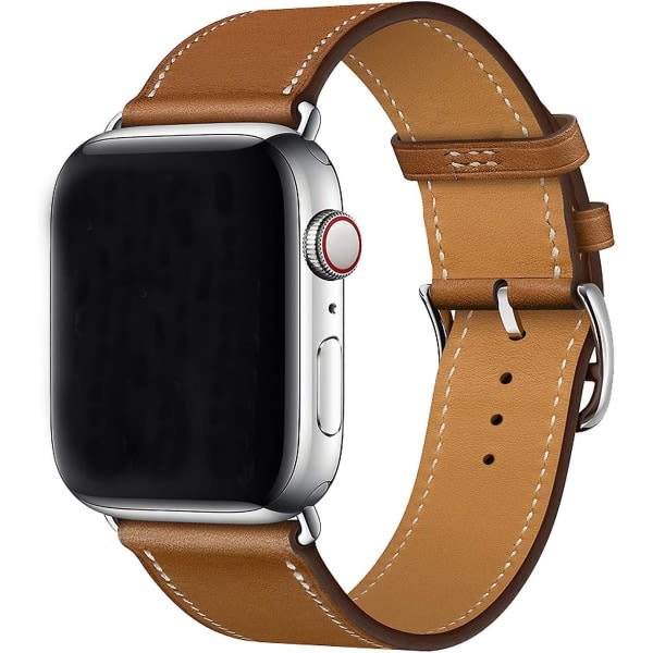 Brun Yhteensopiva Apple Watch käsivarsinauha 42 mm 44 mm 45 mm Brunt läder Enkelt byte av skydd for Iwatch Series 7 Watch Series 6 Series 5 Series 4 S