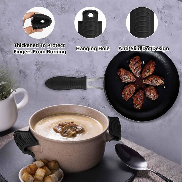 Gjutjärn Pan Handtag Cover Set, Silikon Pan Support Sleeve, Värmebeständig för matlagning