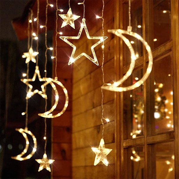 11 foot Moon Star Fairy Light, Christmas string light, USB and battery powered indoor and outdoor string lights, camping, room decoration