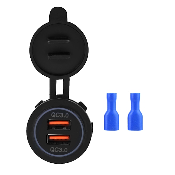 Dobbelt QC3.0 Hurtigopladning Dobbelt USB Oplader Stik Strøm til 12/24V Bil Motorcykel Båd