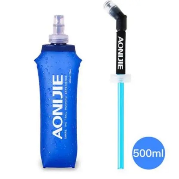 AONIJIE 170ml 200ml 250ml 500ml 350ml 600ml Juoksupyörä Pehmeä vesipullo Taitettava TPU Pehmeä pullo Vesipussi kuppi 500ml- straw