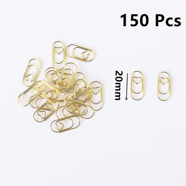 150 Pcs Small Paper Clips, Heart Shaped Paper Clips, Bookmark Clips For Office And School