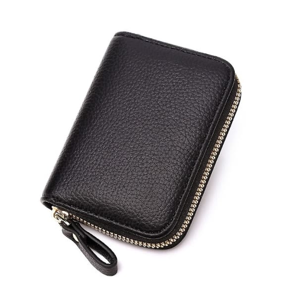 Kreditkortshållare Liten damplånbok med dragkedja i rostfritt stål Plånböcker i äkta läder Case 1 st black