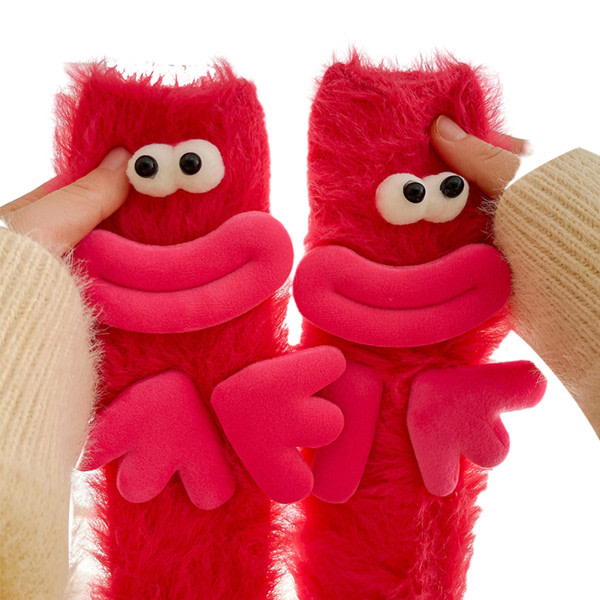 3D Funny Style Strumpor Anti-halk Svettabsorberande Middle Tube Socks For House Red