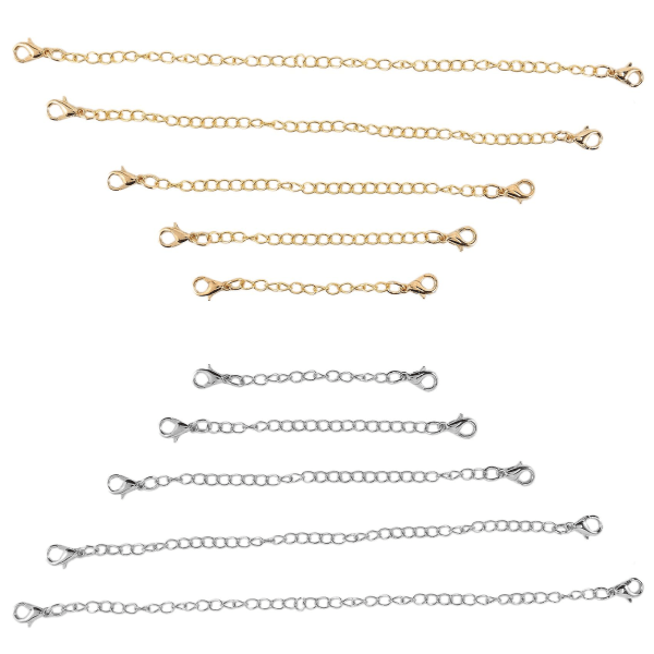 12 stk kædeforlængere 6 størrelser rustfrit stål armbånd forlænger halskæde forlænger til gør-det-selv smykker