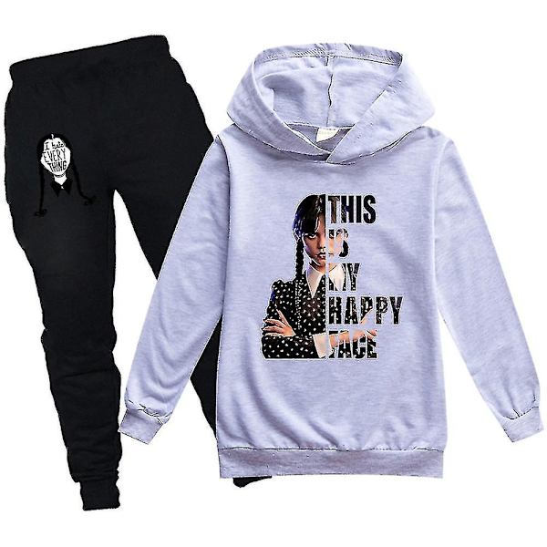 Wednesday Family Hoodie Barn Unisex Pack Addams Sweatshirt Kläder V1 k grå grey 100cm