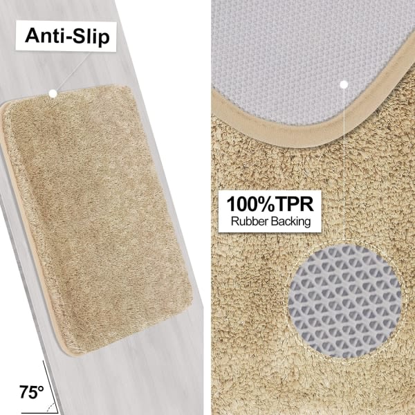 Halkfri, absorberande badmatta i mikrofiber, lyxig mjuk plyschmatta för badrum, maskintvättbar tjock lurvig badmatta för badrum, (43x61 cm mörkblå)