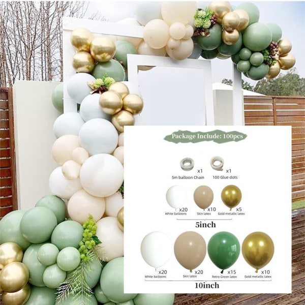 Arche de ballons verts - 102 dele, kit d'arche de ballons d'ann