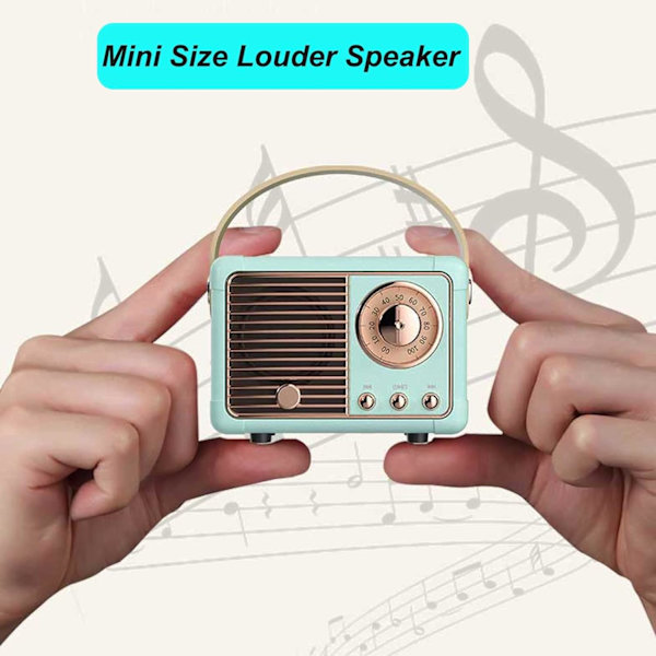 Retro Bluetooth-højttaler, vintage-indretning, mini trådløs Bluetooth-højttaler, sød gammeldags stil til køkkenbord, soveværelse, kontortilbehør (blå) color