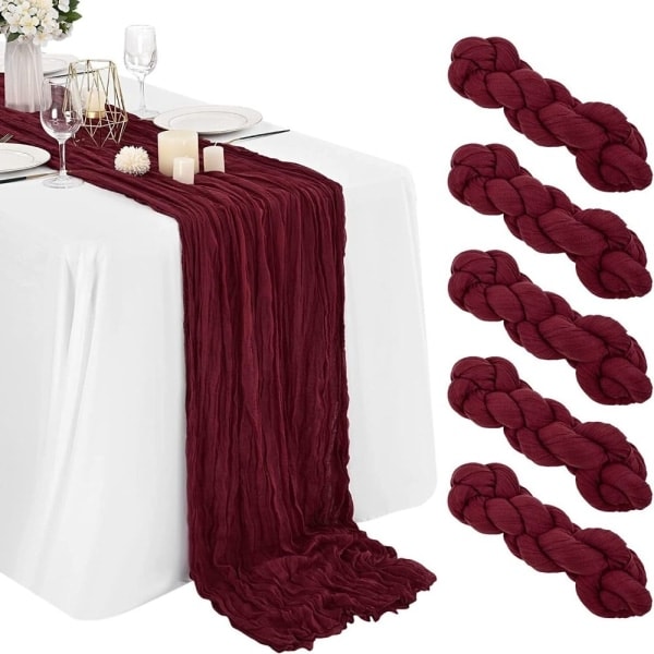 1. Osteklede Bordløper Gaze Bordløper LYSEGRØNN Wine Red