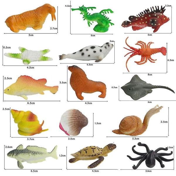 64 delar Ocean Sea Animals Leksaker Set Realistisk Under The Sea Life Figur Badleksak Party Favors Leksaker För Pojkar Flickor Barn