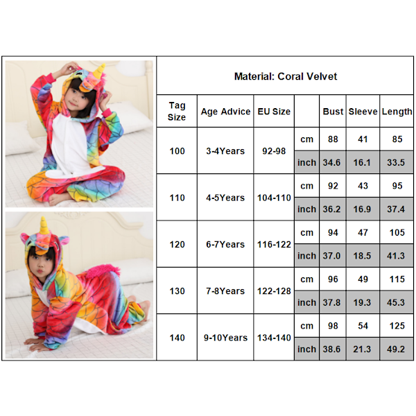 Yksisarviskylpytakki lasten pyjama, monivärinen multicolor 140