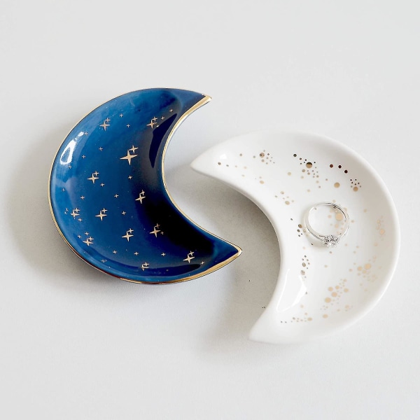 Små oppvaskbrett for månesmykker, sett med 2, dekorative keramiske T
