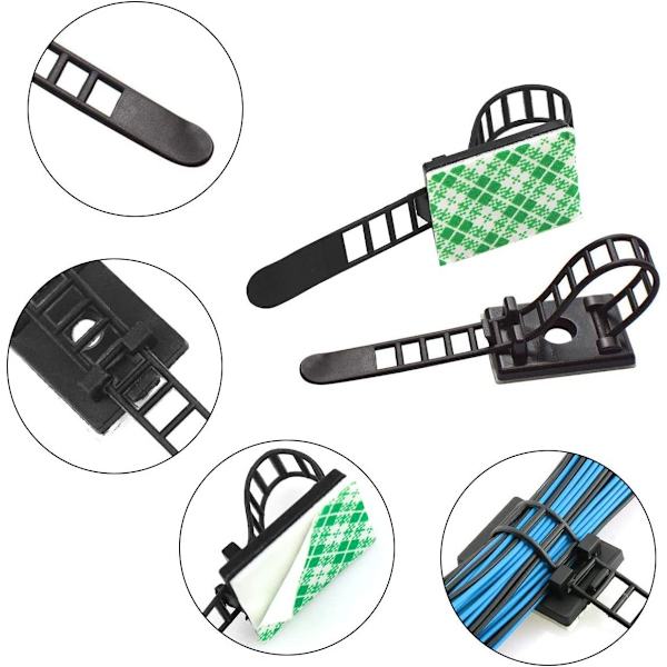 Justerbara kabelhållare, 30-pack kabelklämmor Justerbara kabelband