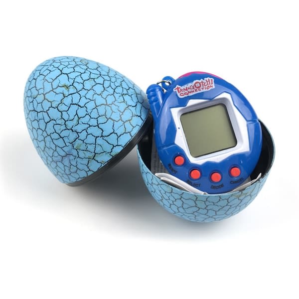 Electronic Pet Baby Portable Rolig virtuell digital husdjursspelmaskin med äggformat fodral (blå)