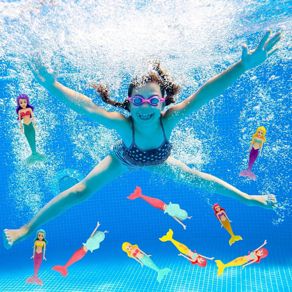 Sjöjungfru Poolleksaker för Barn, 4-Pack Flytande Badleksaker med Fenor och Stjärtar [YDE]