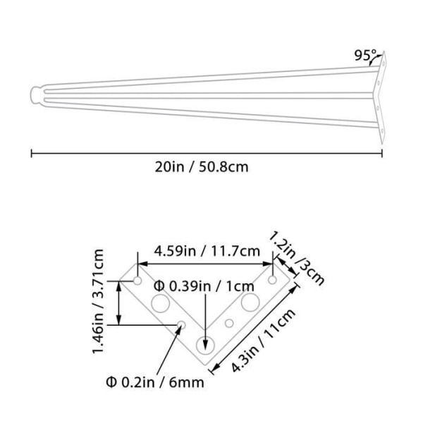 Bordsben - 4 st - 20" - 50,8 cm - VEVOR - Hårnålsmöbelben