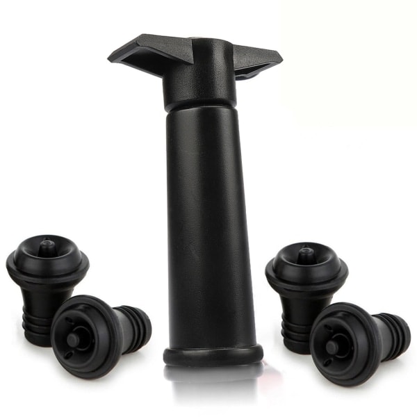 Vacu Vin Sort Pumpe med Wine Saver-propper - Holder vinet friskt