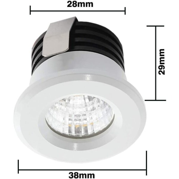 Set med 4 Mini LED-innfelte spotlights 3 W Varmhvit, Mini LED-spotlight for butikkvindu, skiltbelysning inkl. Separat transformator