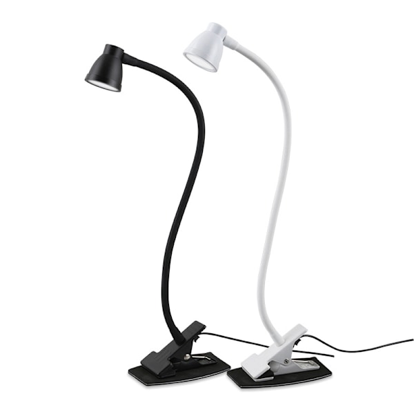 LED leselys/klemmelys, svart tre-farge trinnløs dimming modell [metall øyevern skrivebordslampe]
