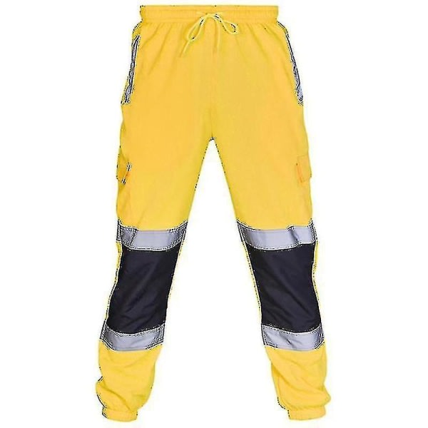 Aikuisten turvallisuustyöhousut Hi Vis Viz Visibility Training -housut elastisella vyötäröllä keltainen XL