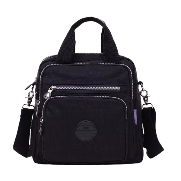 Casual nylon, resväska med stor kapasitet, vanntät håndväska, 2-vägs slitage svart