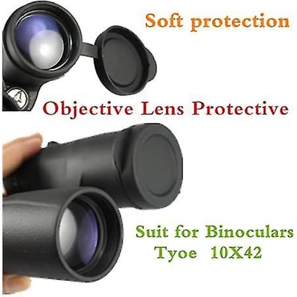 10x42 gummilinsehætter til kikkert + regnskærm, objektive optikbeskyttelsesdæksler