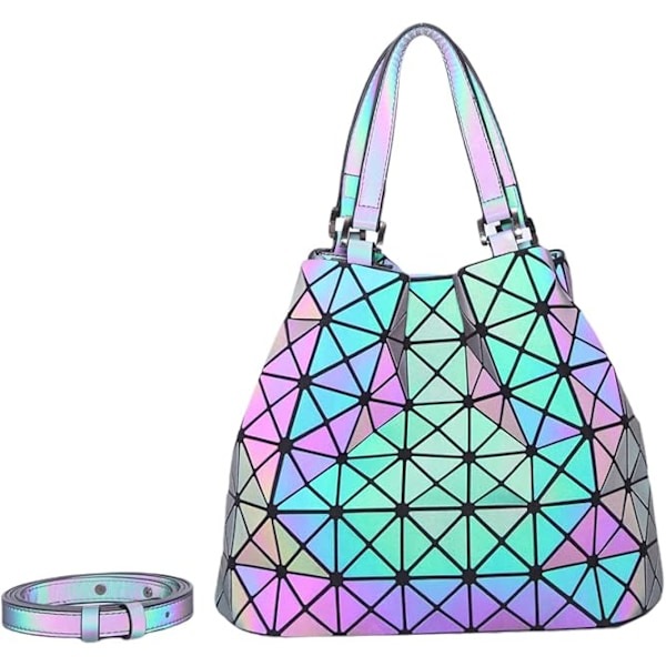 Fashionabla Geometriska Damhandväska Axelväska Självlysande Väska Holografisk Reflekterande Väska