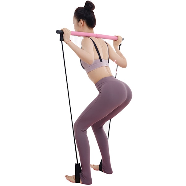 Pilates Bar Set Resistance Bands Justerbara Bands Träning Rosa Pink