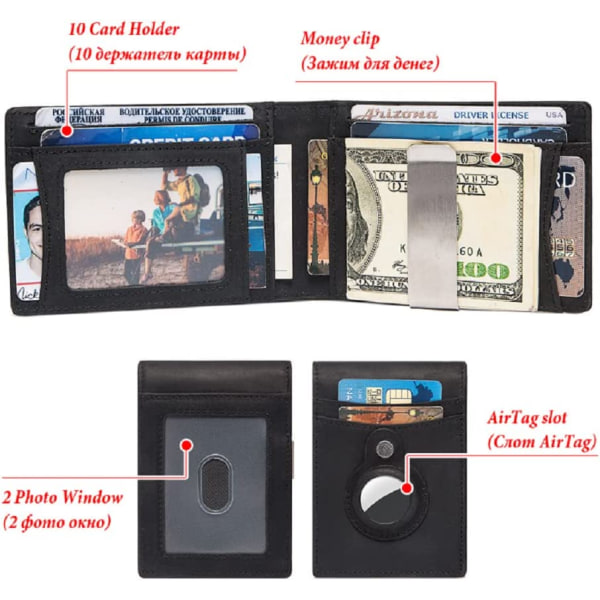 Plånbok för män, plånböcker för män för AirTag RFID Blocki