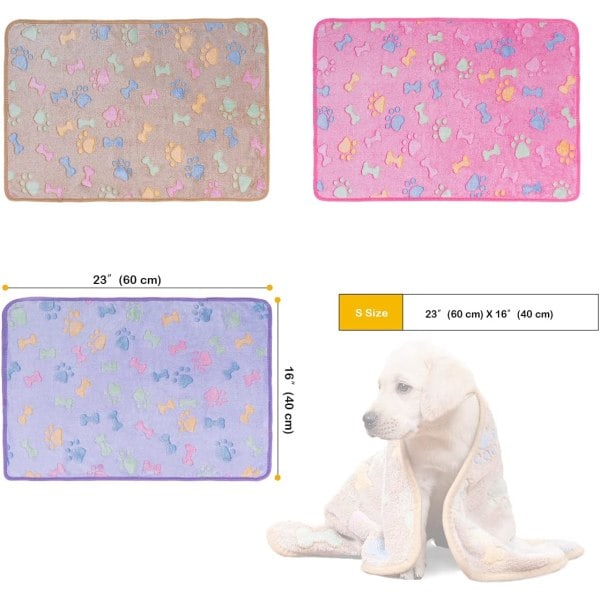 Galaxy 1-pack med 3 hundfiltar, kattfiltar, mjukt fluffigt sött benmönster, husdjursfilt av fleece 60 x 40 cm