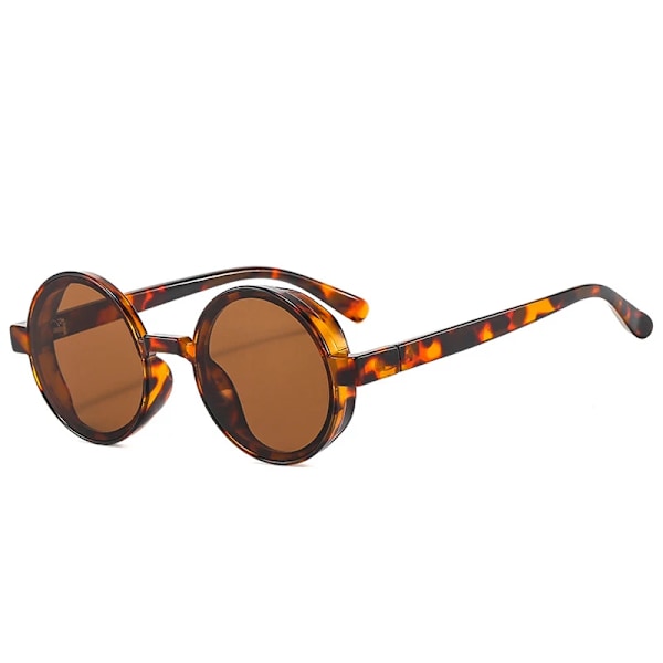 SO&EI Ins Populære mode Runde solbriller Kvinder Retro Punk Trending Gul Orange Solbriller Herre Solbriller UV400 Leopard tea Leopard tea As the picture