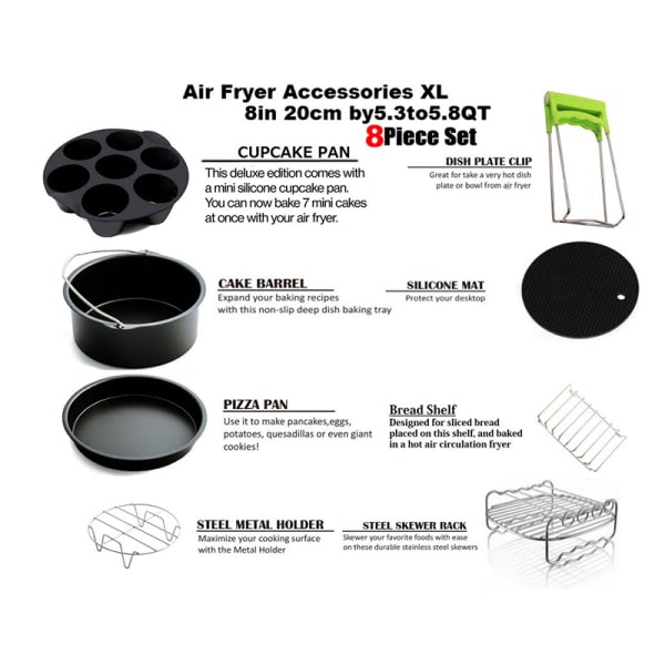 Air Fryer Accessories Passar Best Hot Fryer Accessories Set Bekvämt matlagningsverktyg för kök 6 tum