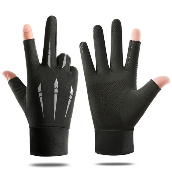 Tofinger-eksponerte hansker for voksne menn kvinner søte myke hudvennlige hansker (farge: svart)