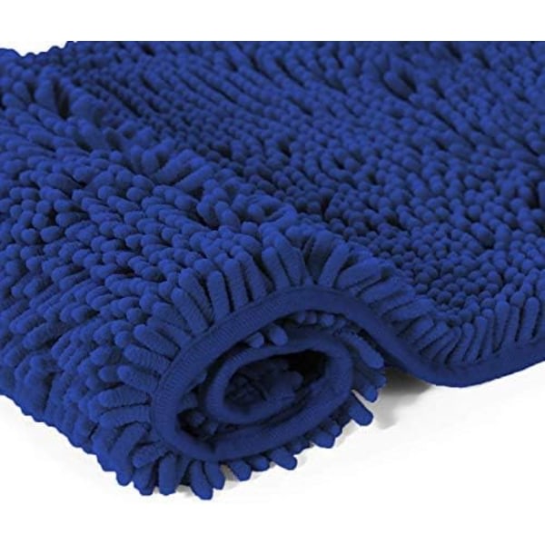 Badmatta-Ekstra myk plysch Badkar Dusch Badrumsmatta, 1'' Chenille mikrofibermateriale, Superabsorberende Shaggy Badkarsmatta (40 x 60 cm, blå)