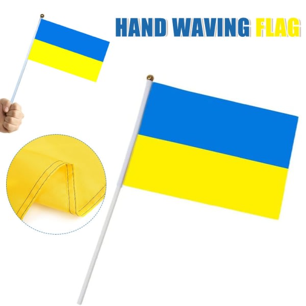 Handhållen Ukrainsk flagga Dubbelsidigt trykkt Mini Stick Flagga Parader Fester Dekor 5st