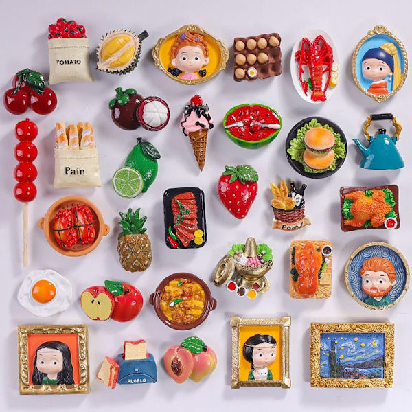 3D-jääkaappimagneettikokoelma aamiaisaiheisilla sarjakuvahahmoilla [YDE] breakfast