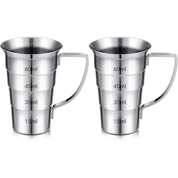 2 oz Graduerede Jiggers med Håndtag i Rustfrit Stål, Cocktail Jiggers, Drikke Måler, Gradueret Måler